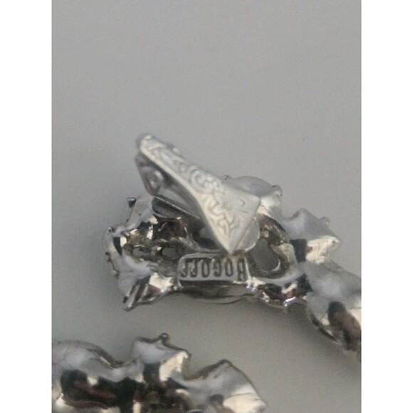 Vintage Bogoff Rhinestone Crescent Clip On Earrings - Picture 4 of 6